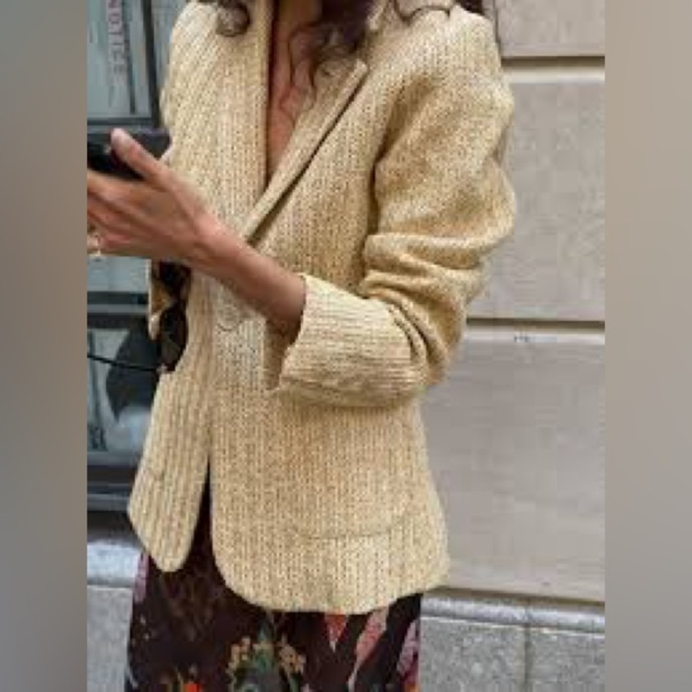 NWT NEVER FULLY DRESSED x REVOLVE Raffia Spencer beige textured Blazer sz 16